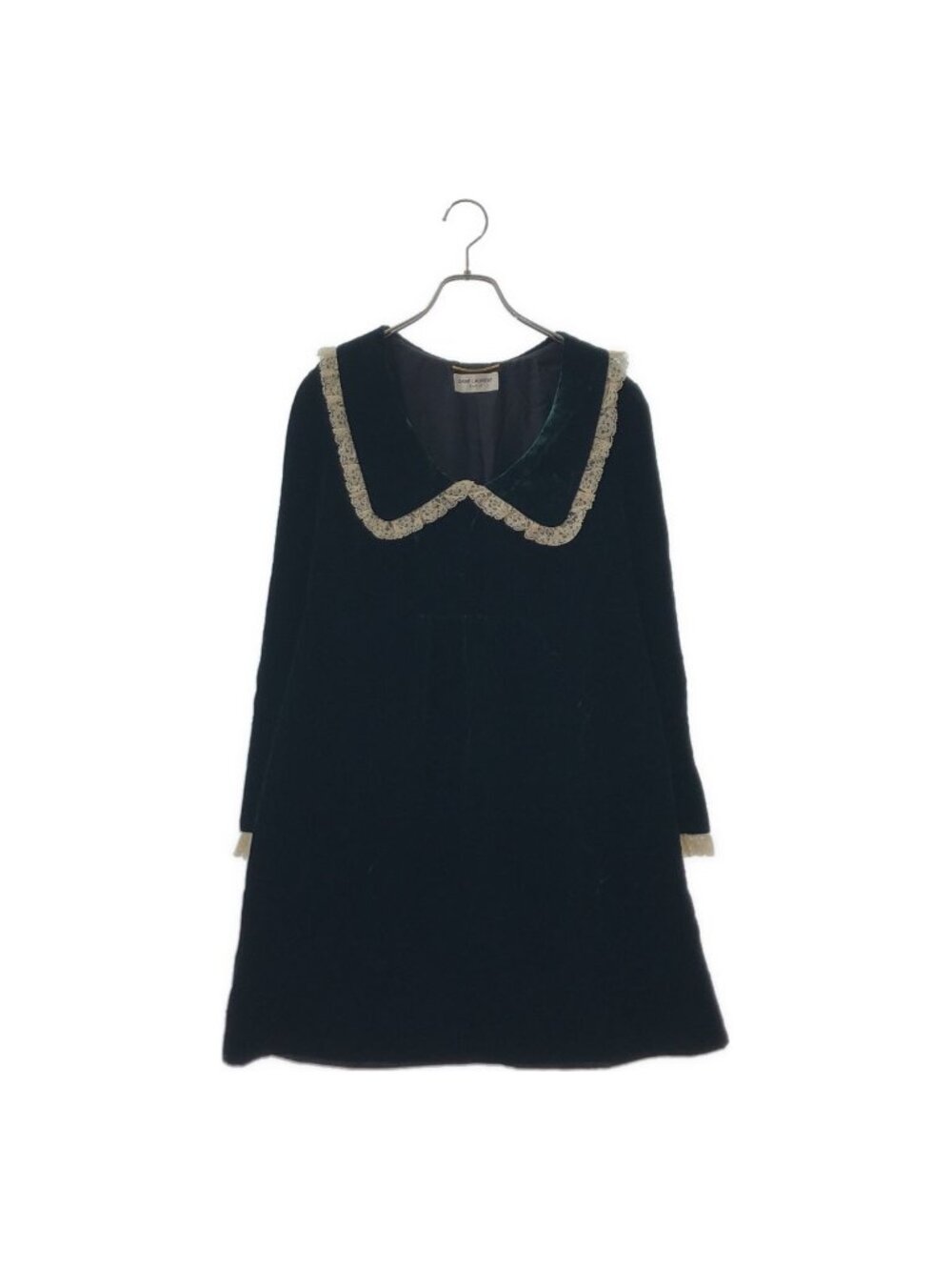 Saint Laurent Velvet Big Color Mini Dress Green 44